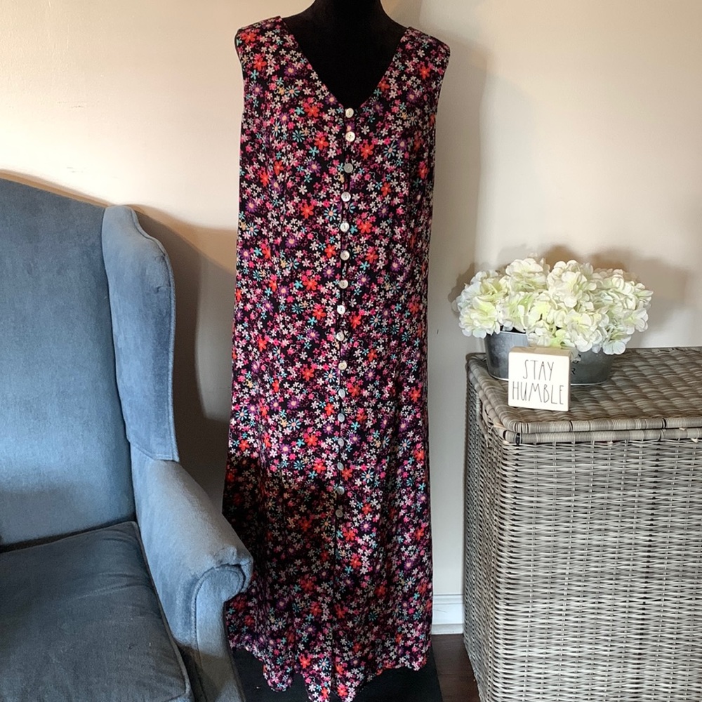 JBS WOMEN VINTAGE Floral Button Down Maxi Dress 14
